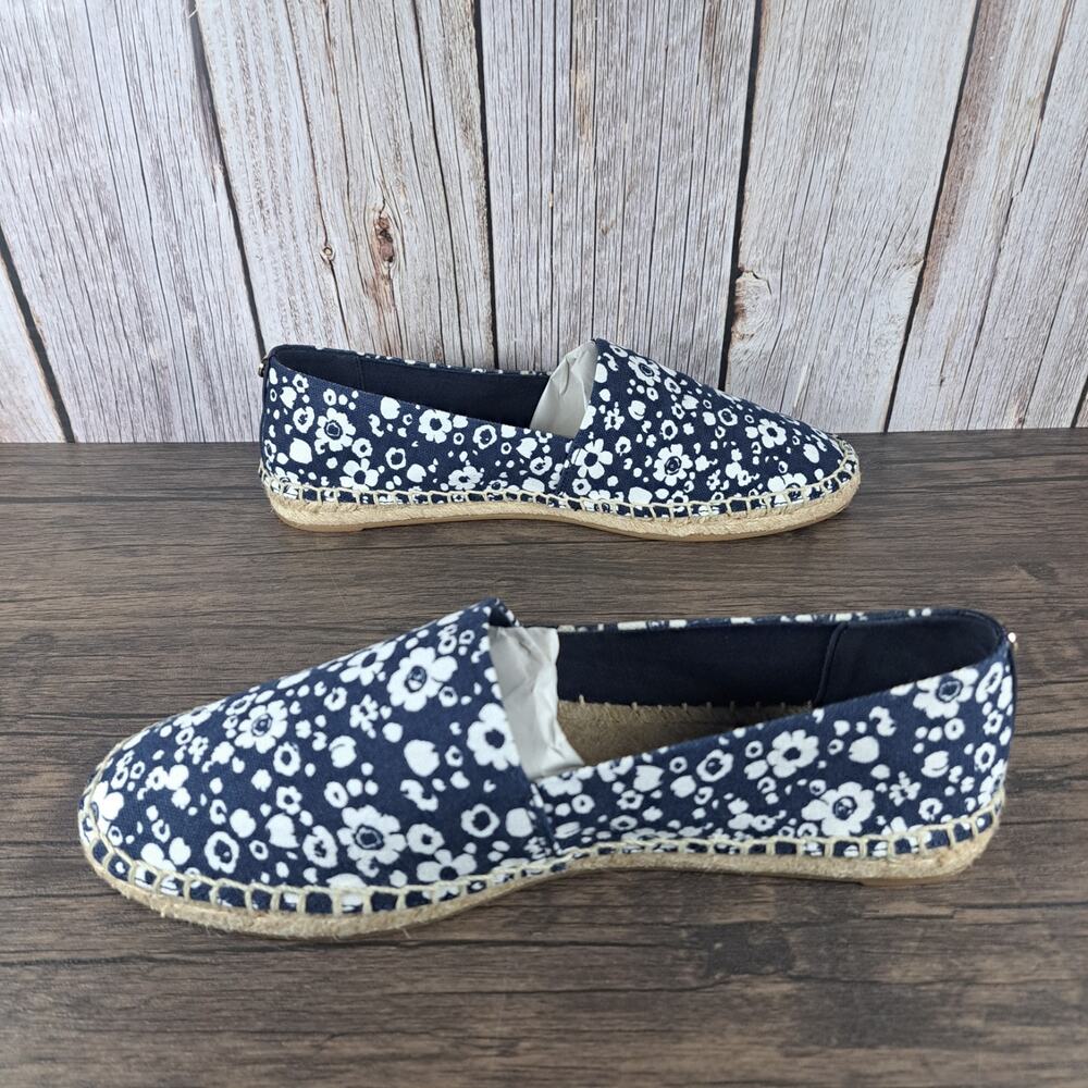 Tory Burch Risa Espadrille Slip On Loafer Women's Sz 9 Navy Ivory Lovers Floral - Picture 5 of 10